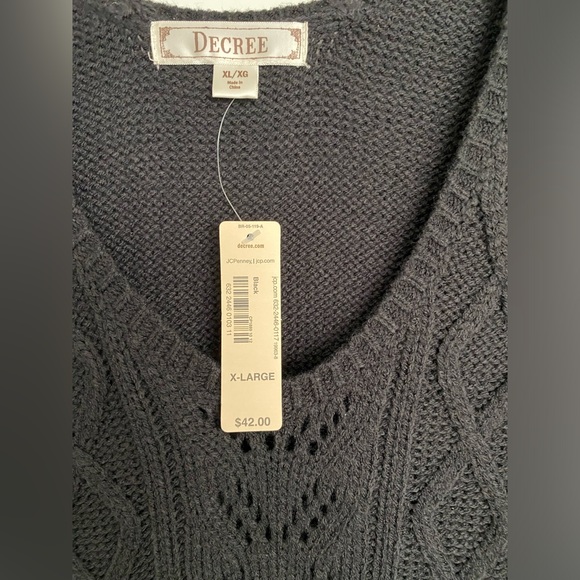 Boho Black Crochet Sweater Dress NWT - Picture 4 of 8